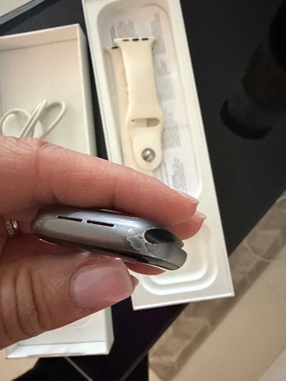 Apple Watch with Ivory Silicone Sport Band
